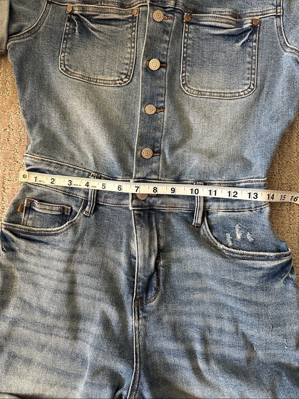 Judy Blue Light Blue Denim Short Sleeve Romper - Picture 4 of 7